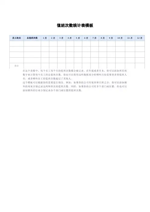 值班次数统计表