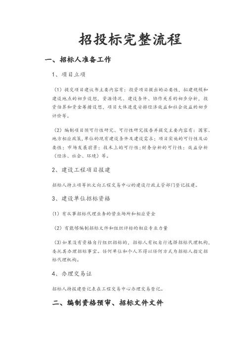 建筑工程招投标完整流程