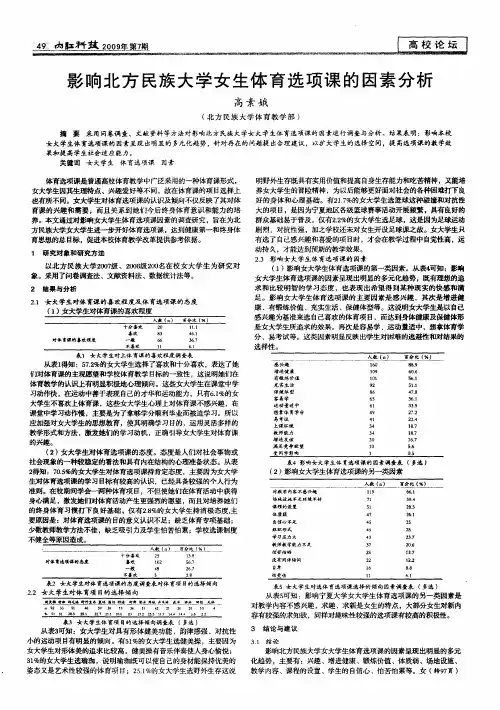 影响北方民族大学女生体育选项课的因素分析