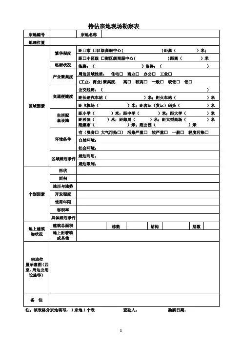 土地现场勘察表
