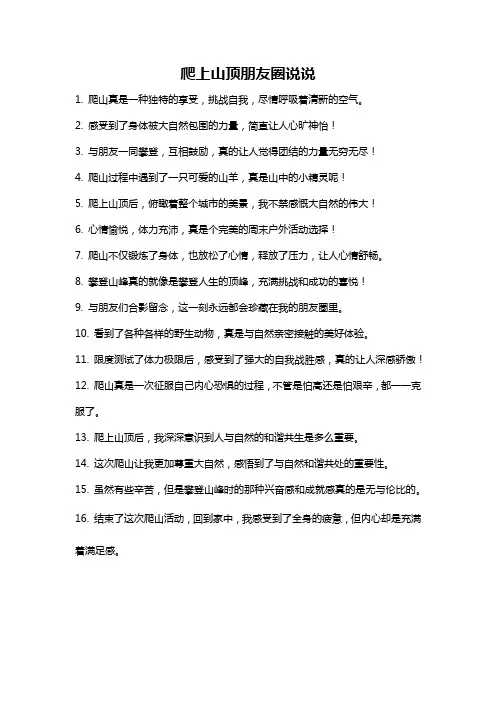 爬上山顶朋友圈说说
