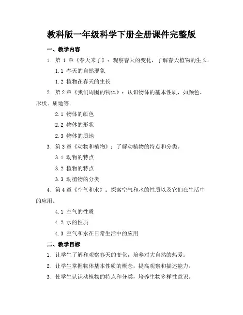 教科版一年级科学下册全册课件完整版