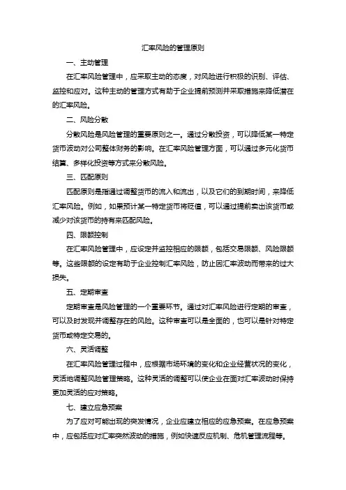 汇率风险的管理原则