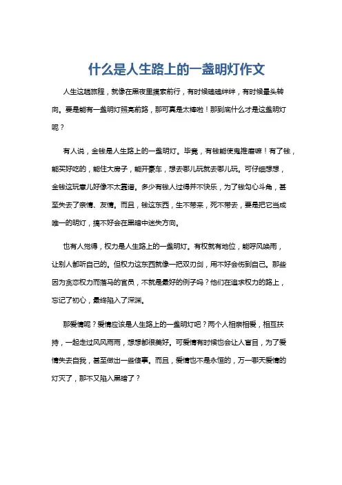 什么是人生路上的一盏明灯作文