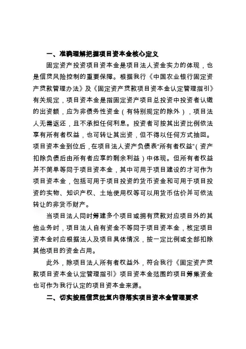准确理解把握项目资本金核心定义