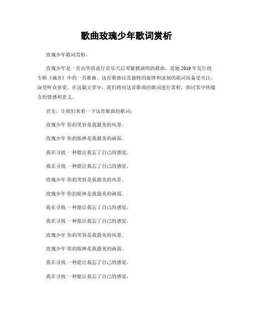 歌曲玫瑰少年歌词赏析