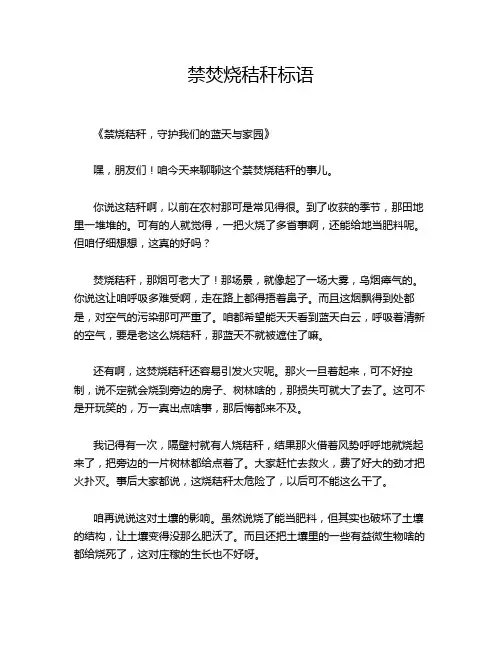 禁焚烧秸秆标语