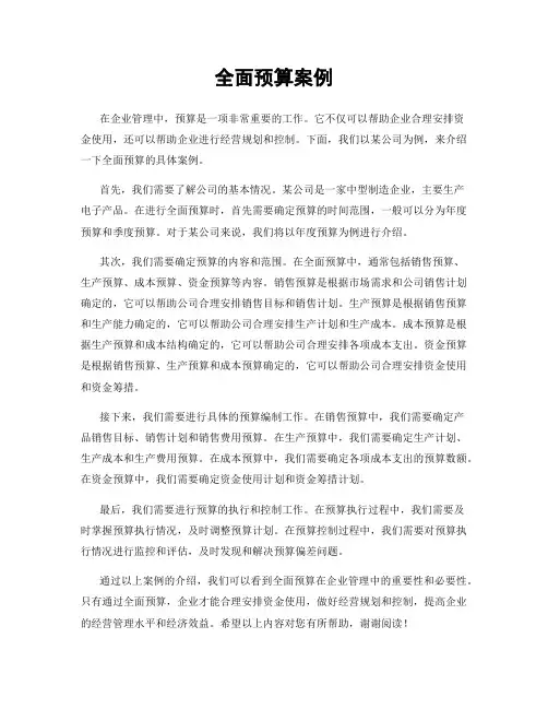 全面预算案例