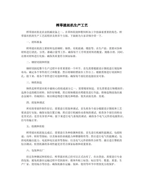 榨草揉丝机生产工艺