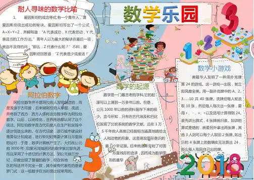 word小报模板：卡通可爱数学乐园手抄报Word模板
