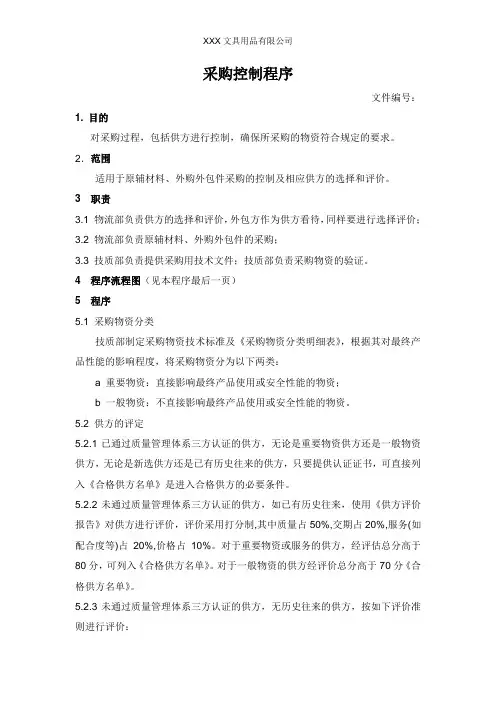 采购控制程序