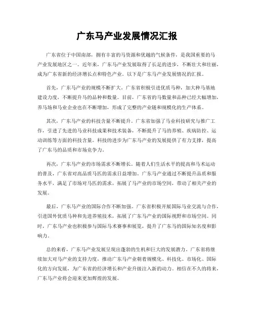 广东马产业发展情况汇报