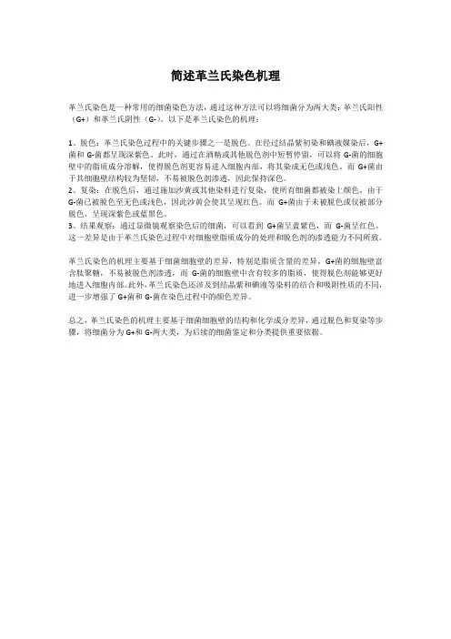 简述革兰氏染色机理