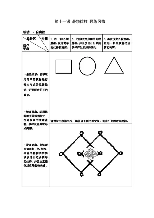 八年级美术上册教案 第11课 传统纹饰·民族风格