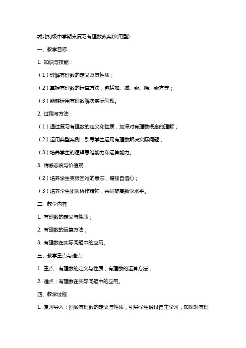 城北初级中学期末复习有理数教案(实用型)