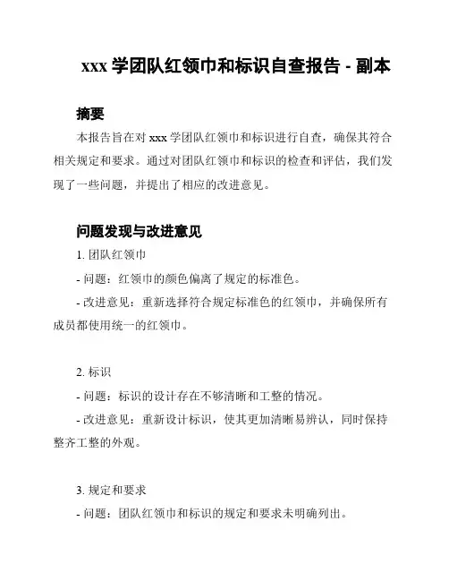 xxx学团队红领巾和标识自查报告 - 副本