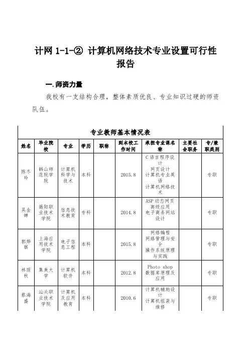 计网1-1-② 计算机网络技术专业设置可行性报告