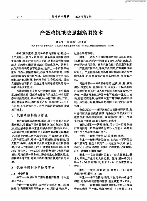 产蛋鸡饥饿法强制换羽技术