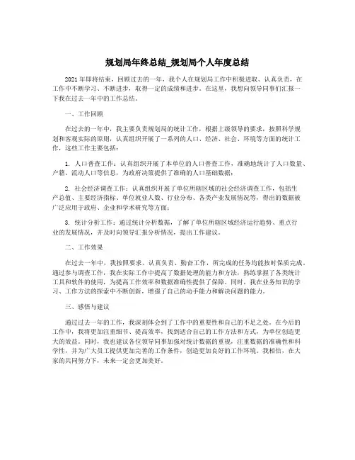 规划局年终总结_规划局个人年度总结