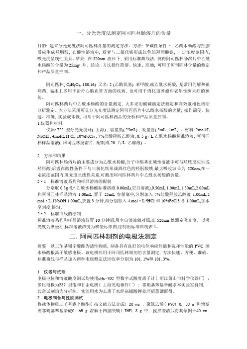 阿司匹林含量测定方法-张健