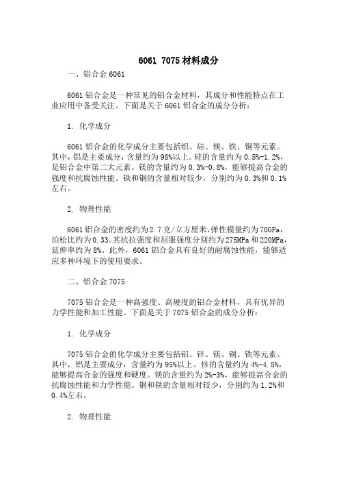6061 7075材料成分