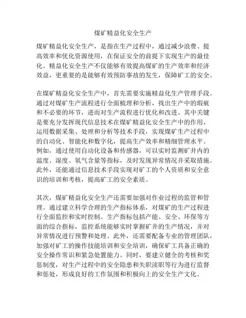 煤矿精益化安全生产