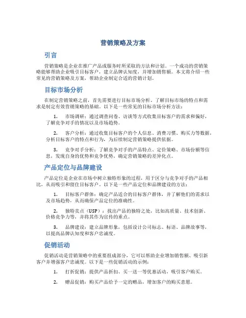 营销策略及方案