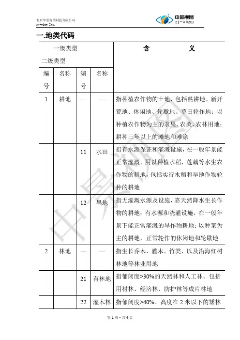 1：10万土地利用数据分类