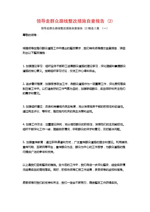 领导走群众路线整改措施自查报告2篇