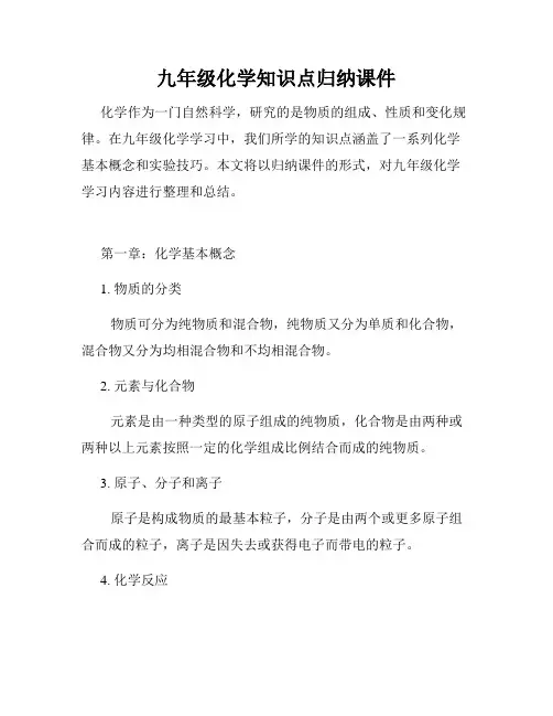 九年级化学知识点归纳课件