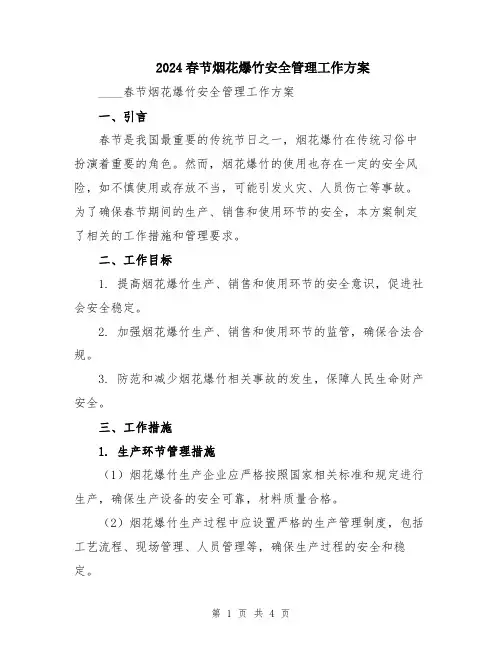 2024春节烟花爆竹安全管理工作方案