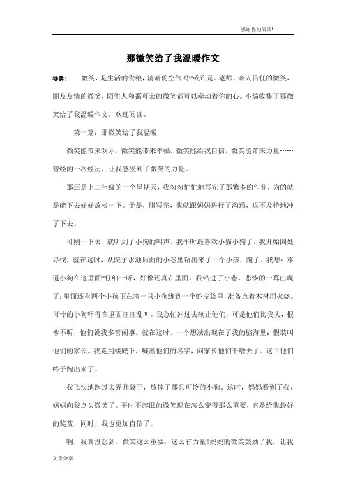那微笑给了我温暖作文