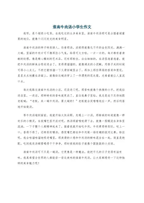 淮南牛肉汤小学生作文