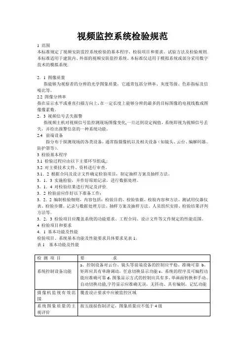 视频安防监控系统检验实施规范