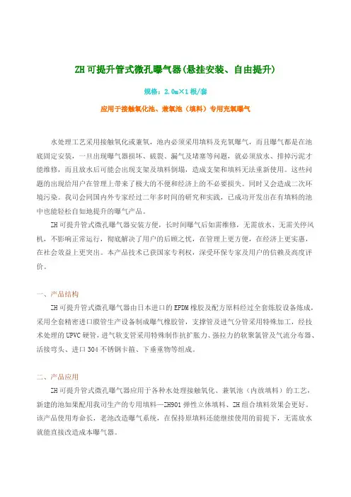 ZH可提升管式微孔曝气器(悬挂安装概况