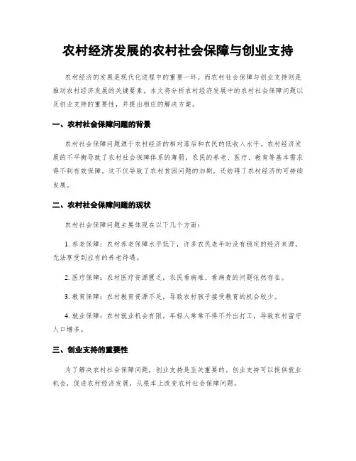 农村经济发展的农村社会保障与创业支持