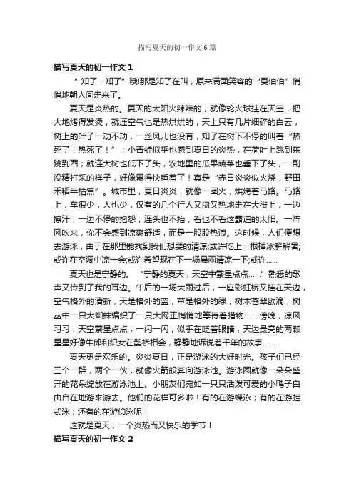 描写夏天的初一作文6篇