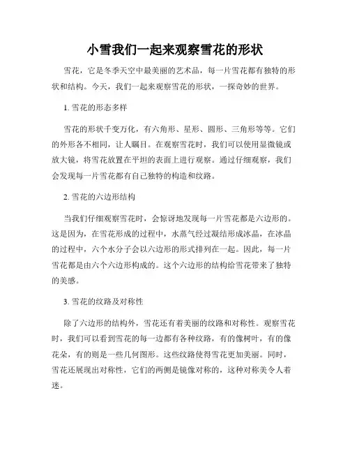 小雪我们一起来观察雪花的形状