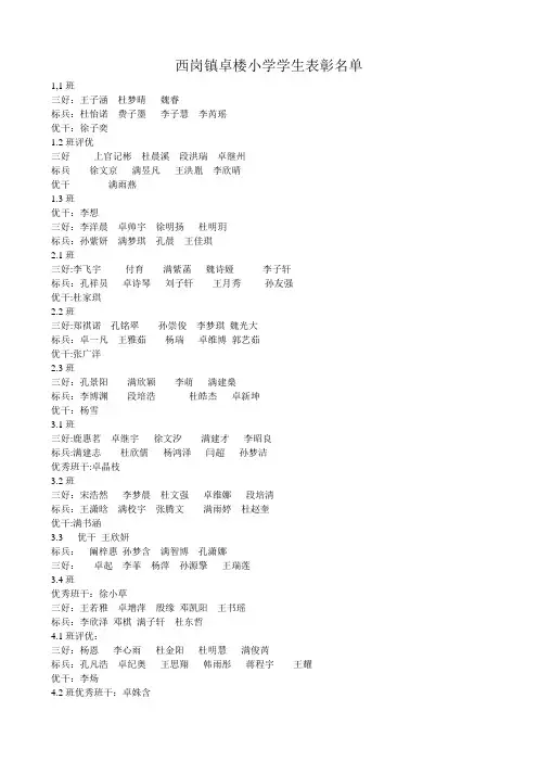 2019年7月三好标兵优干统计表