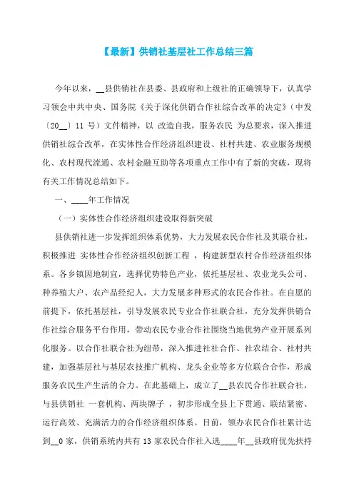 【最新】供销社基层社工作总结三篇