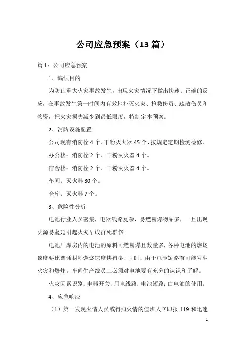 公司应急预案(13篇)