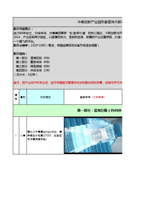 中集创新产业园分镜头脚本+-解说词调整版0317