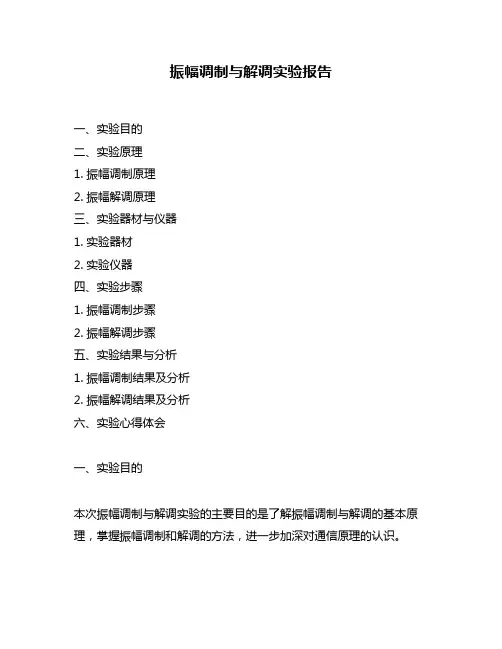 振幅调制与解调实验报告