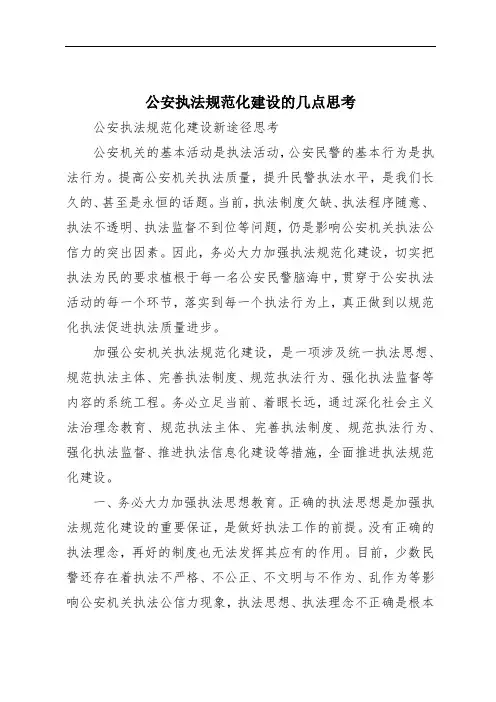 公安执法规范化建设的几点思考