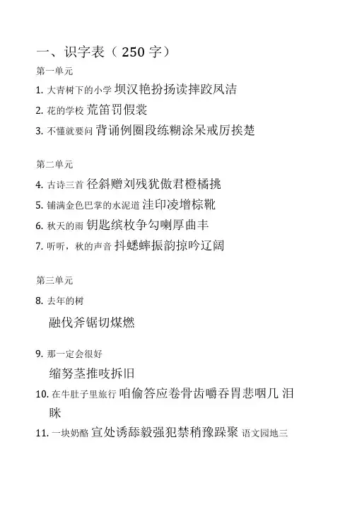 (部编版五年级语文上册)期末生字词、多音字、词语归类、句子归类复习