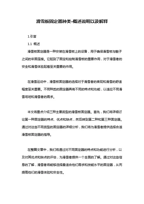 滑雪板固定器种类-概述说明以及解释