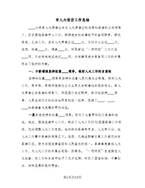 2023年市人大信访工作总结(四篇)