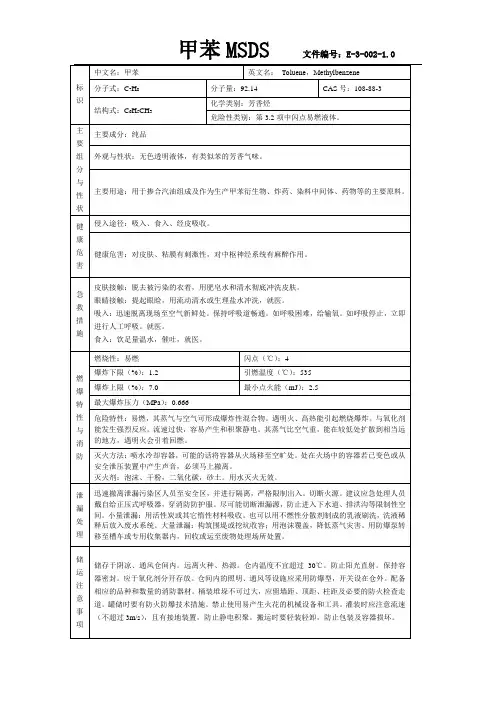 甲苯_msds