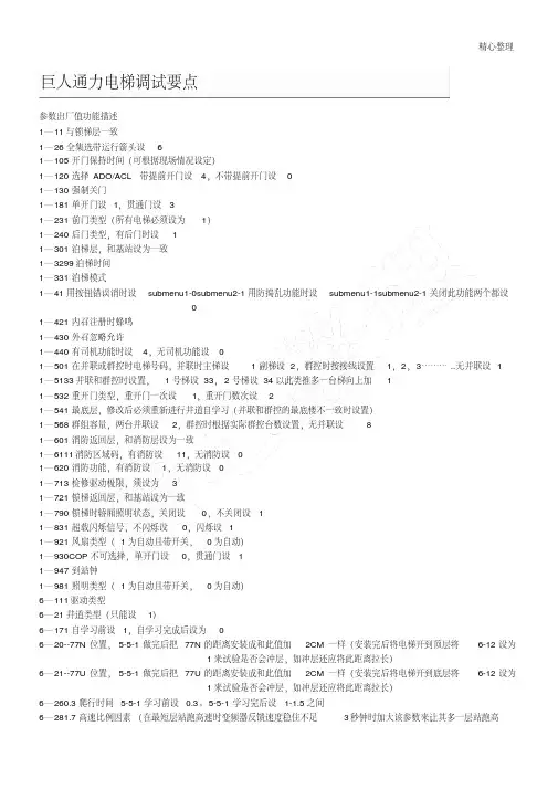 巨人通力电梯调试要点