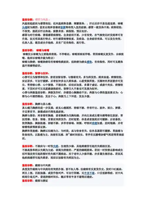 中医考试鉴别诊断